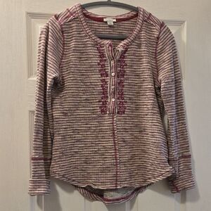 Sundance Red and Cream Striped Henley